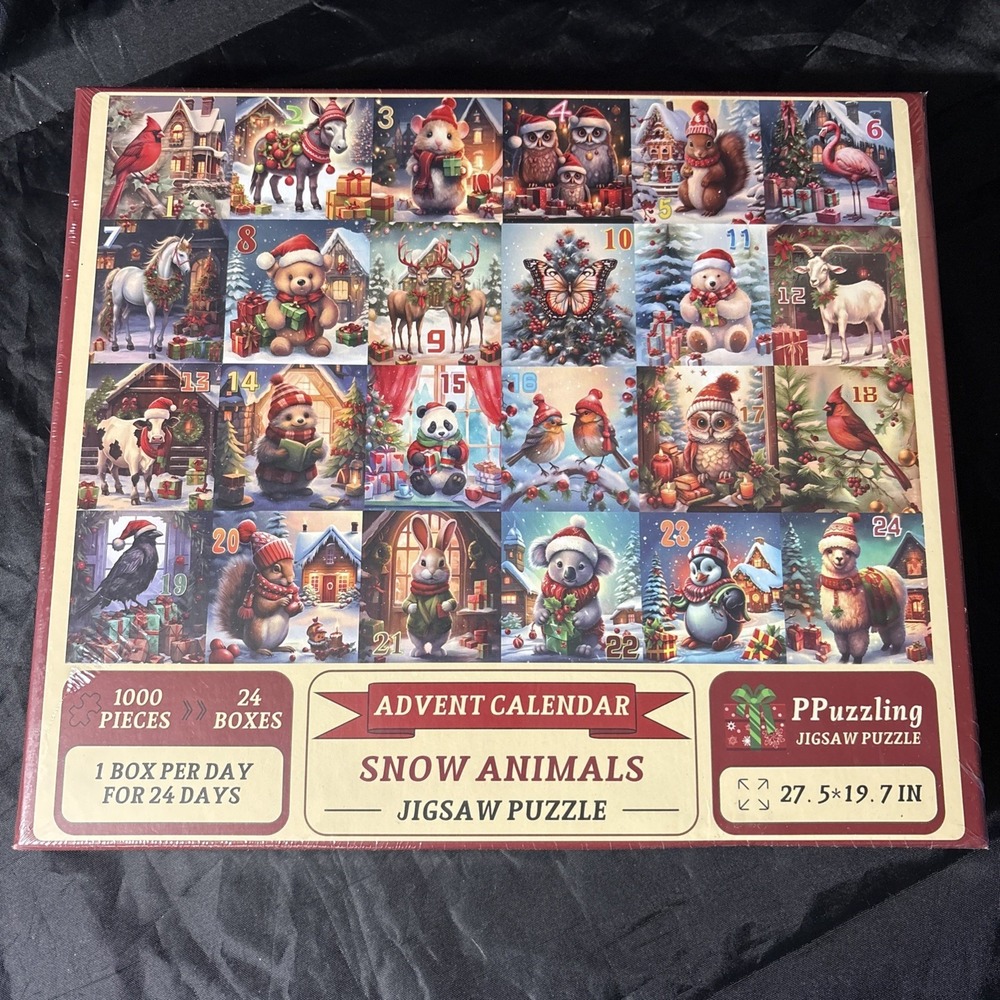 NEW Advent Calendar Jigsaw Puzzles‎ 24 Box 1000 Piece Snow Animals